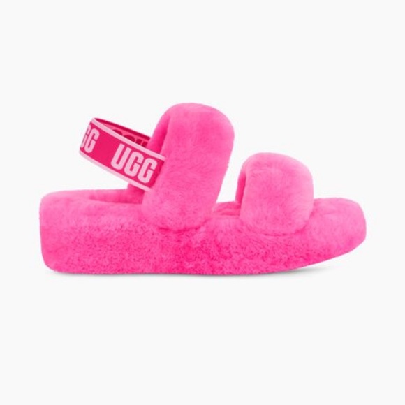 UGG Shoes - UGG Oh Yeah Fluffy Slipper Pink Taffy 8